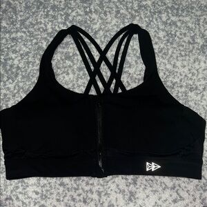 Yvette Women High Impact Sports Bra Criss Cross strappy Back, Black Medium